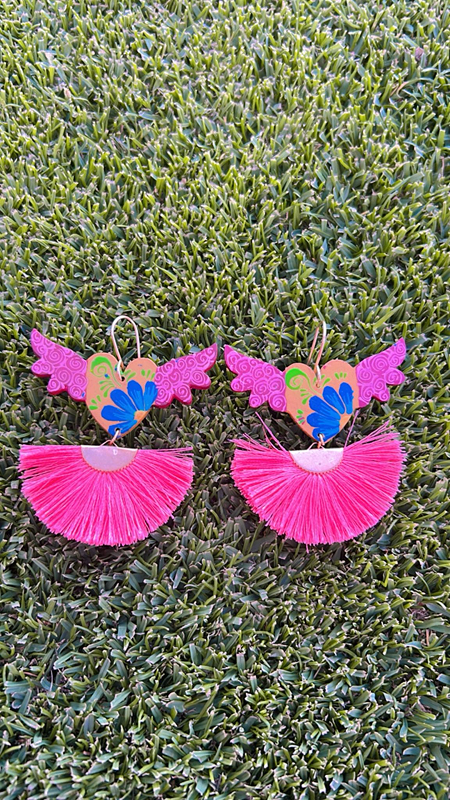 Aretes alebrije alas rosas / Alebrije earrings with pink wings