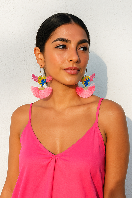 Aretes alebrije alas rosas / Alebrije earrings with pink wings