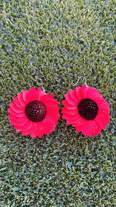 Aretes girasoles rosas / Pink sunflower earrings